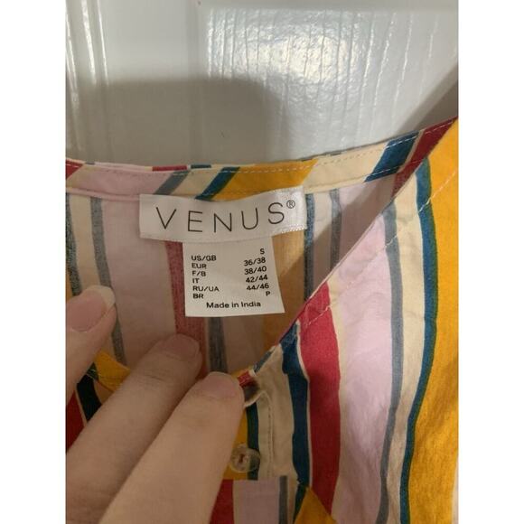 Venus Baby Doll Crochet Striped Hippie Boho Top Size S Adjustable Straps - Picture 4 of 9